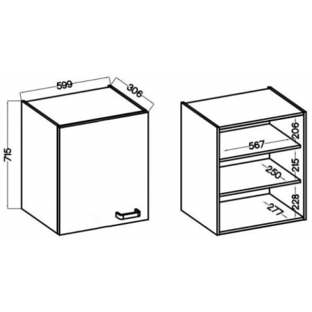 Szafka kuchenna wisząca 60 cm MEGI orzech okapi 60 G-72 2F